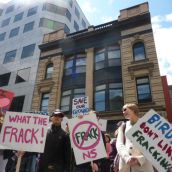 More than 100 people rallied to ban fracking at Nova Scotia Legislature today.