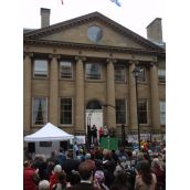 The crowd outside the legislature