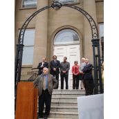 Minister of Natural Resources, John MacDonell, addressing the crowd at Friday's rally