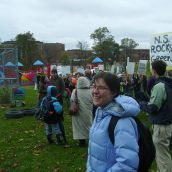 The King's College students marching in