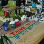 One of the tents was a sign making station