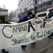 Participants included the student group Campus Action on Food, the Raging Grannies, Council of Canadians, and others.  photo: Hillary Lindsay