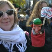 Many protesters expressed anger towards Mayor Peter Kelly for ordering the eviction of peaceful protesters.  Photo: Lesley Thompson