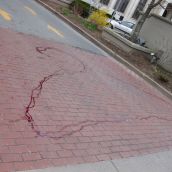 The symbol of unsafe abortions, a hanger, is painted onto the Westin entrace way.