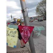 Lace trimmed hanger, prop for the Hanger Auction performed at Saturday's Protest. 