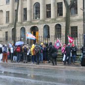 CUPE Local 1867 highway workers are against the Liberal government's plans to privatize a publicly owned paving plant, arguing that this move will cost the taxpayers a lot of money.  Photo Robert Devet