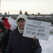 Protesters believe that people with special needs do not belong in the criminal justice system.  Photo Robert Devet