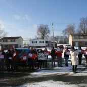 Supporters at the RCMP detachment.  Photo Robert Devet