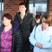 Nichele Benn (left) and her mother Brenda Hardiman (right) after being fingerprinted at the RCMP detachment.  Photo Robert Devet