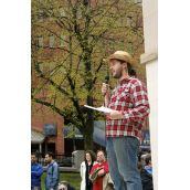 Owen Bridge, owner of Annapolis Seeds addressed the crowd exclaiming: “there is a ton of power in seeds and that power should be in the hands of the people.” After the rally, he gave away free organic seeds to the crowd.  