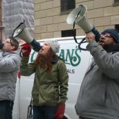 Sending a message to Premier Stephen McNeil.  Photo Robert Devet