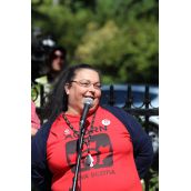 Bonnie Barrett of Nova Scotia ACORN on the need for a fair wage. Photo Robert Devet