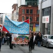 Two hundred Haligonians came out for Mayday celebrations and a march through the downtown business district. Photo Robert Devet 