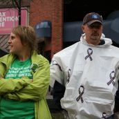 The two presidents. Heather Corkum, CUPE local 1431, and Dave Dort, CUPE Local 227. Photo Robert Devet