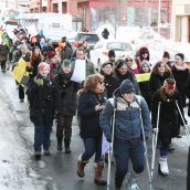 Marching to Falkland Street.