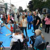 All-ages activity spot outside the Bloomfield Centre. 