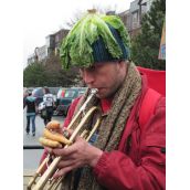 Demonstrators were accompanied by a lively band.  photo: Jane Kirby