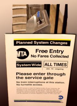 A poster from the MTA fare strike in New York City.