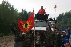 Warriors and seized truck. [Photo: Miles Howe]