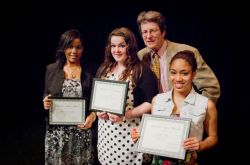 Andrew Safer, a founder of The Voice, with the three recipients of the Andrew Safer Award: Alexandra Randolph, Tamara Cooper, and Kimber Wesley. (Photo Credit: John Chiasson)  